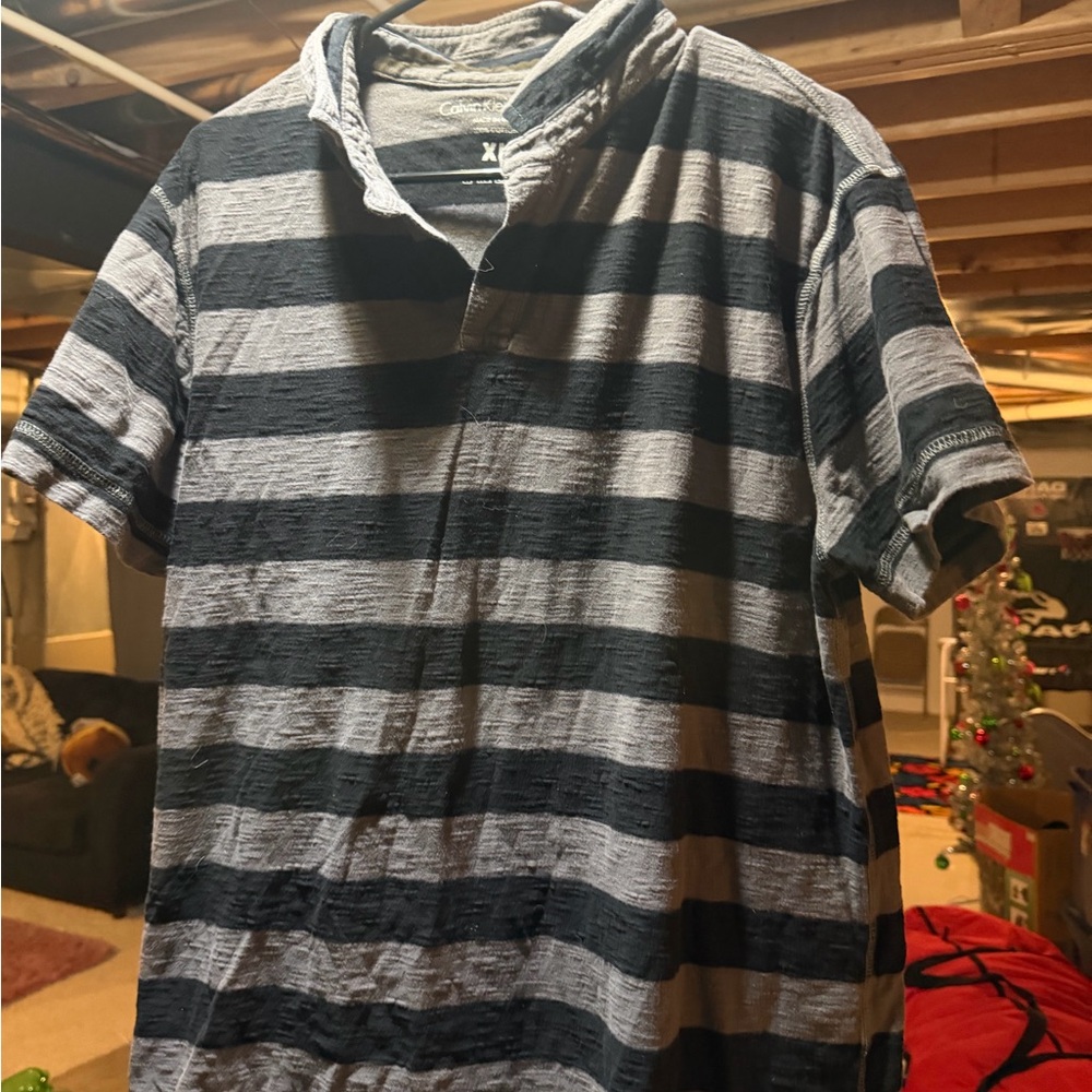 Calvin Klein Jeans Black and Gray Striped Shirt